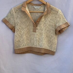 Tan and Cream‎ Women's Blouse